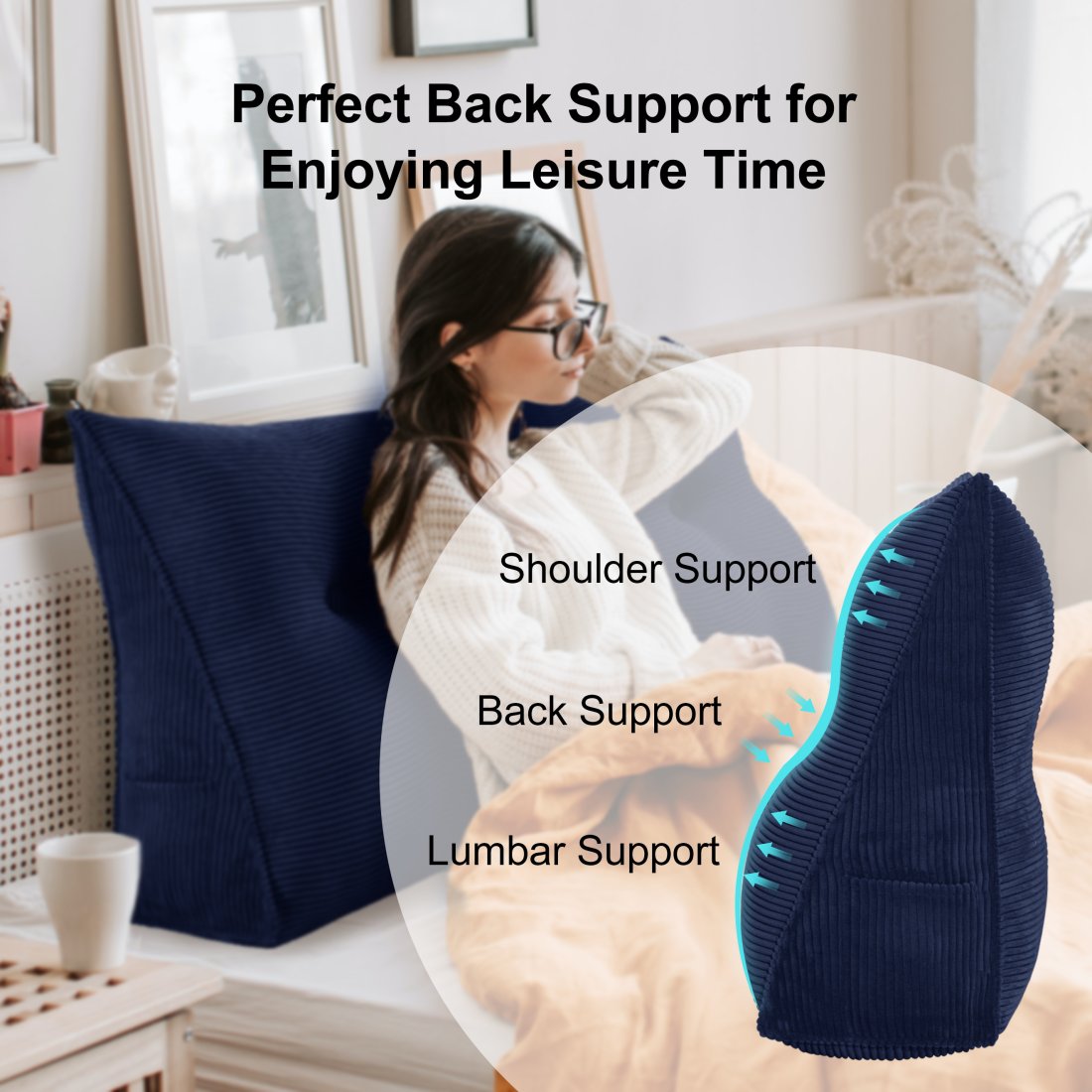 Reading Pillow, Bed Wedge Large Adult Backrest Lounge Cushion Reading  Backrest Cushion Wedge Pillow Back Cushion Lumbar Pad Bed Office Chair Rest  Pillow Back Support Pillow